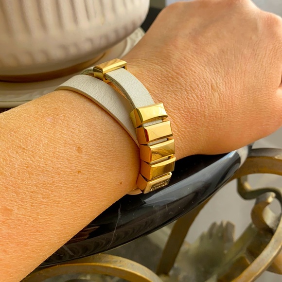 Armani Exchange Jewelry - White leather bracelet